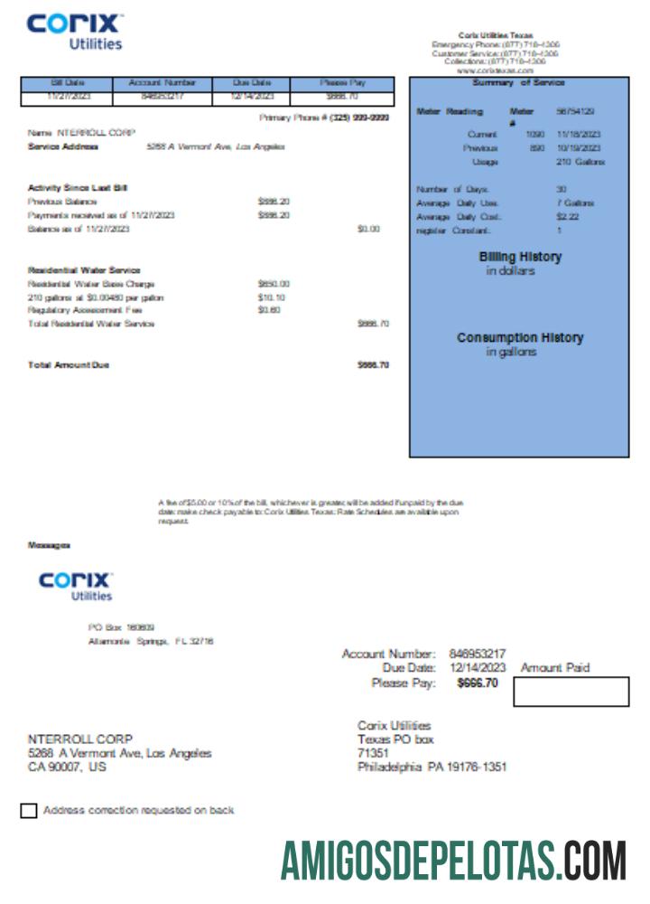 Projeto de lei de negócios de utilitários Corix, SCR baixar para verificação